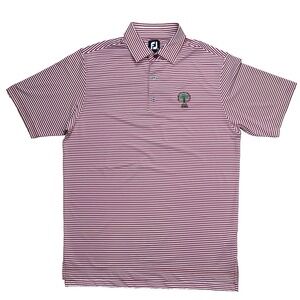 FootJoy Red White Striped Golf Polo Shirt Men's XL Embroidered Palm Logo Stretch